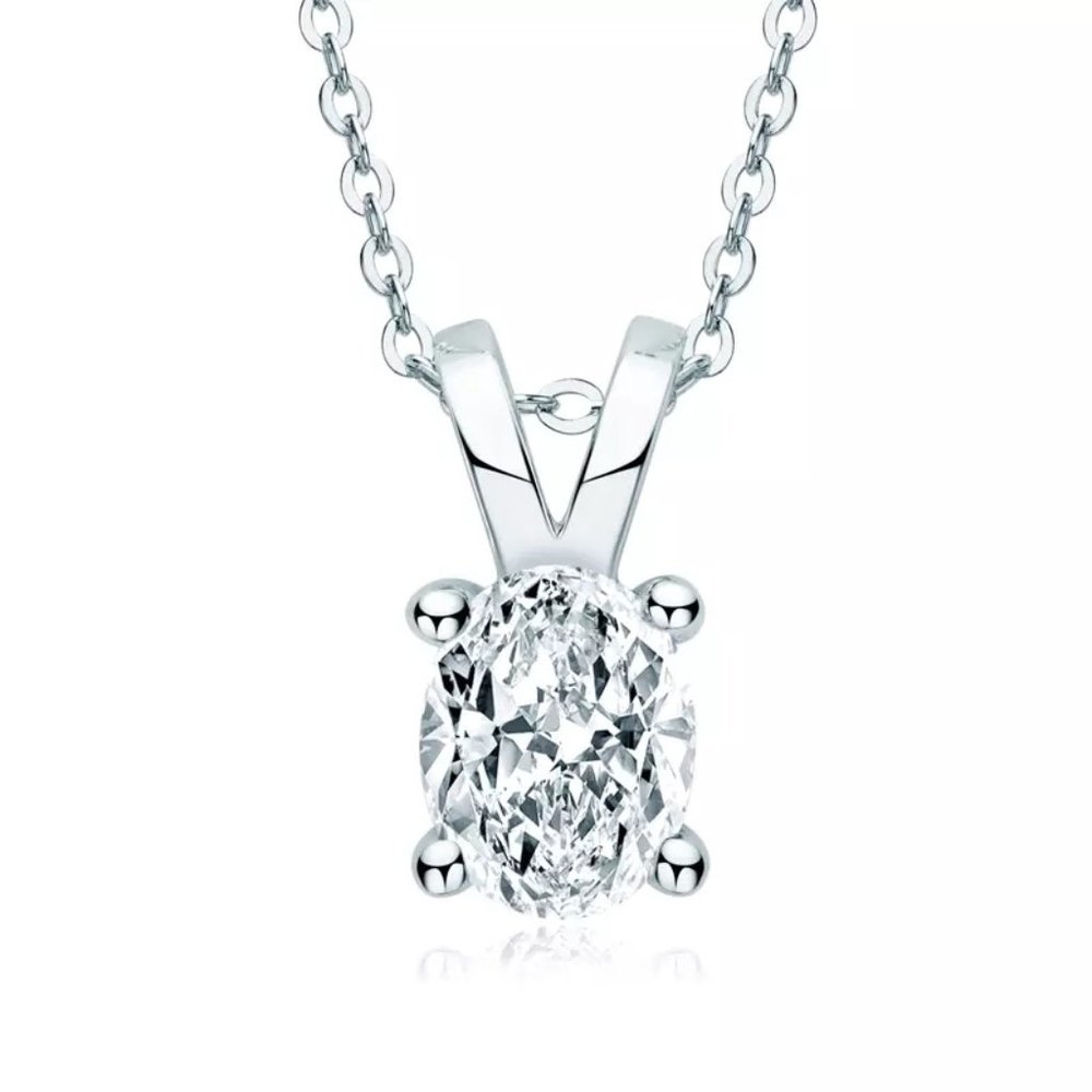 Certified 1ct. t.w. Oval Diamond Brilliant Cut Necklace - Picture 6 of 16